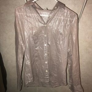 J. Crew Shimmery Metallic Sheer Blouse